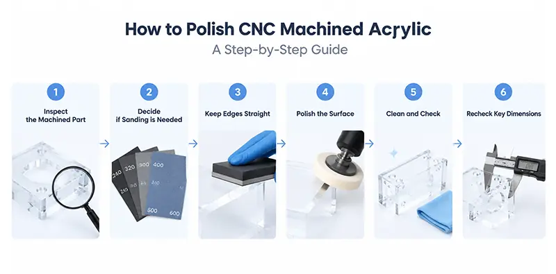 Acrylic polishing process for CNC-machined parts to improve surface clarity and finish