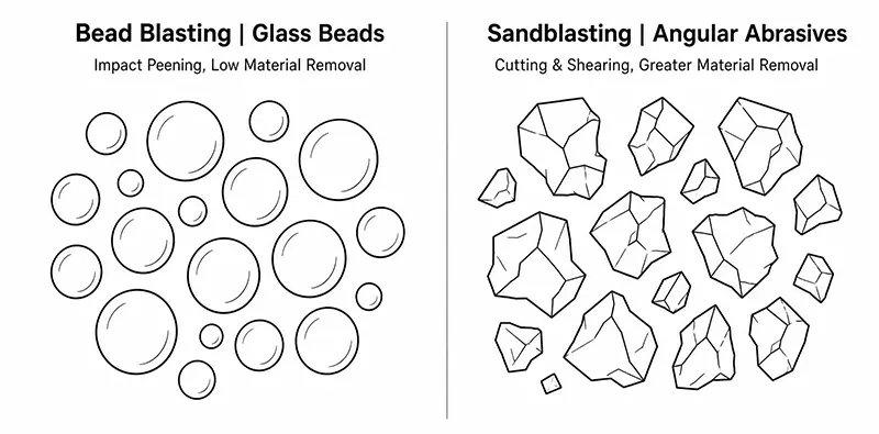 Bead blasting vs sandblasting abrasive media comparison