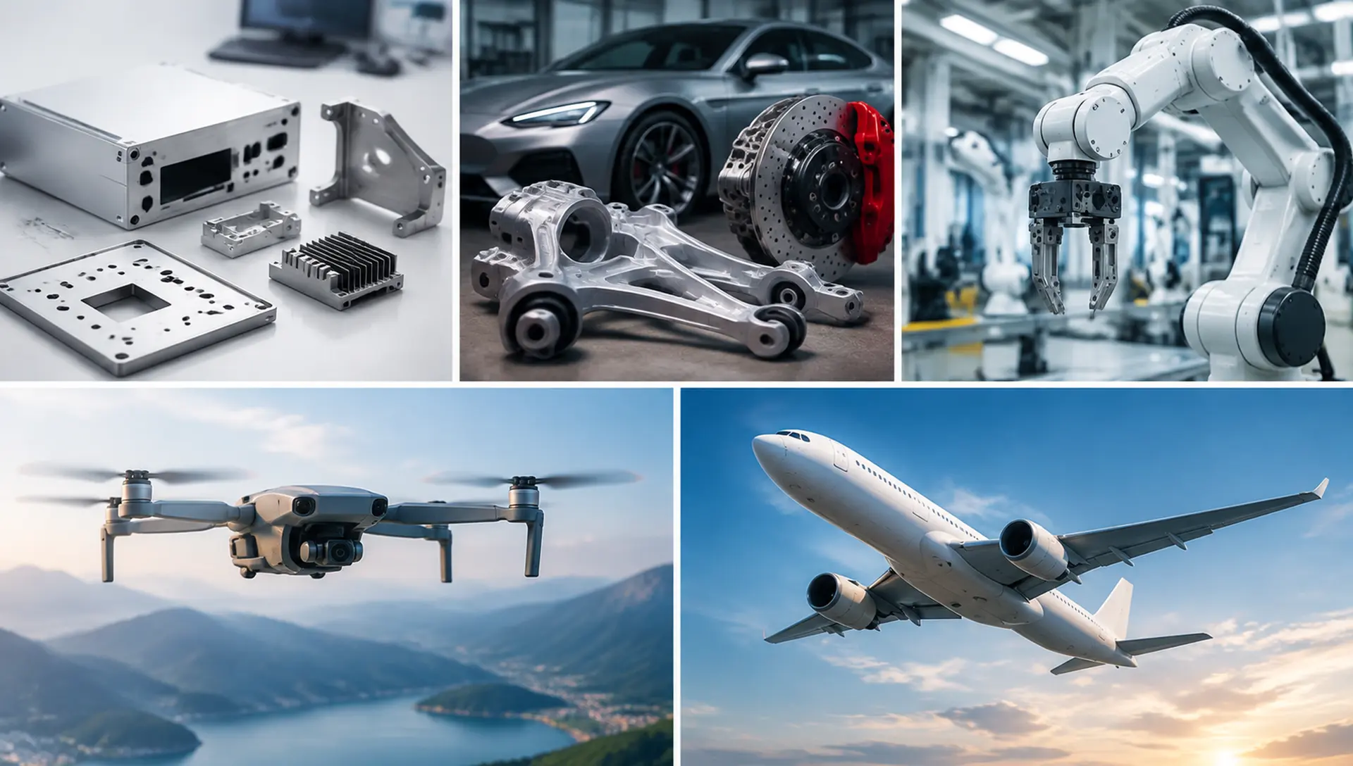 6061 and 7075 aluminum CNC machined parts for aerospace automotive robotics drone and electronics applications